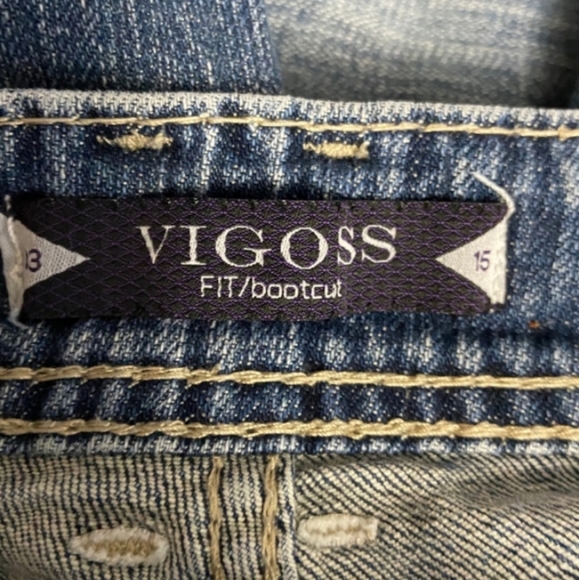 Vigoss Distressed Bootcut Jeans Flap Pocket A72 - Picture 5 of 9